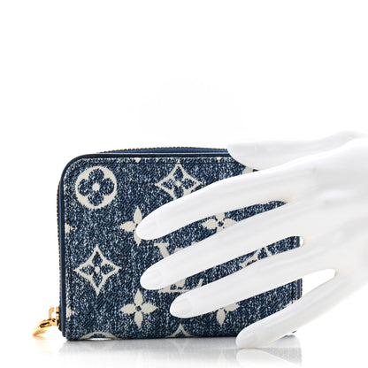 Louis Vuitton Denim Monogram Jacquard Zippy Coin Purse Bleu 2 of 9