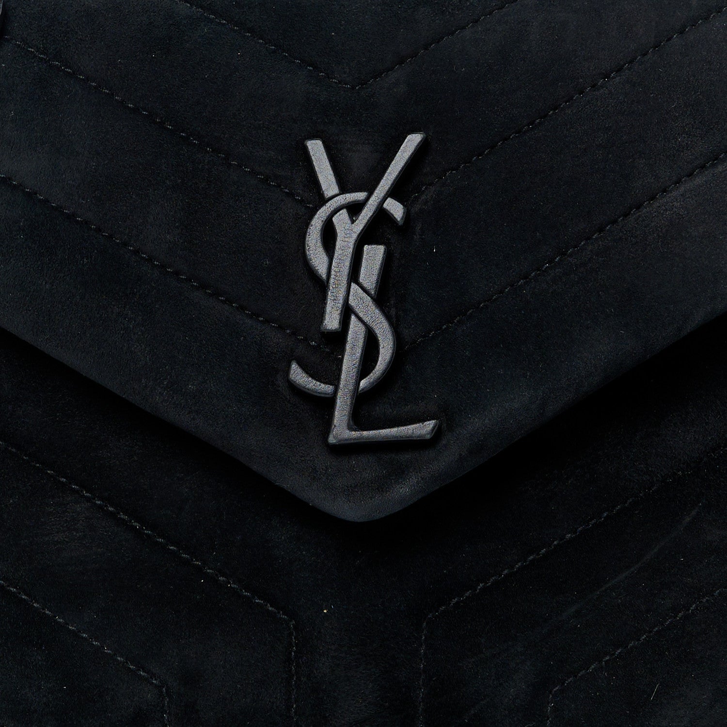 Saint Laurent Suede Calfskin Y Quilted Monogram Small Loulou Chain Satchel Black 9 of 11
