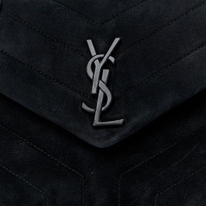 Saint Laurent Suede Calfskin Y Quilted Monogram Small Loulou Chain Satchel Black 9 of 11