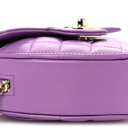 Chanel Lambskin Quilted CC In Love Heart Clutch With Chain Purple 9 of 10