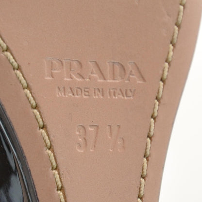 Prada Vernice Wedge Bow Heels 38 Black 6 of 6