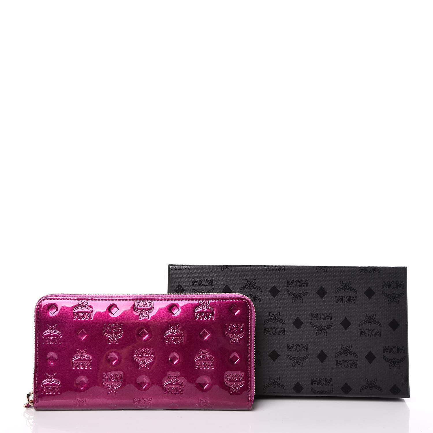 MCM Mongram Patent Large Zip Around Wallet Viva Lila 8 of 8