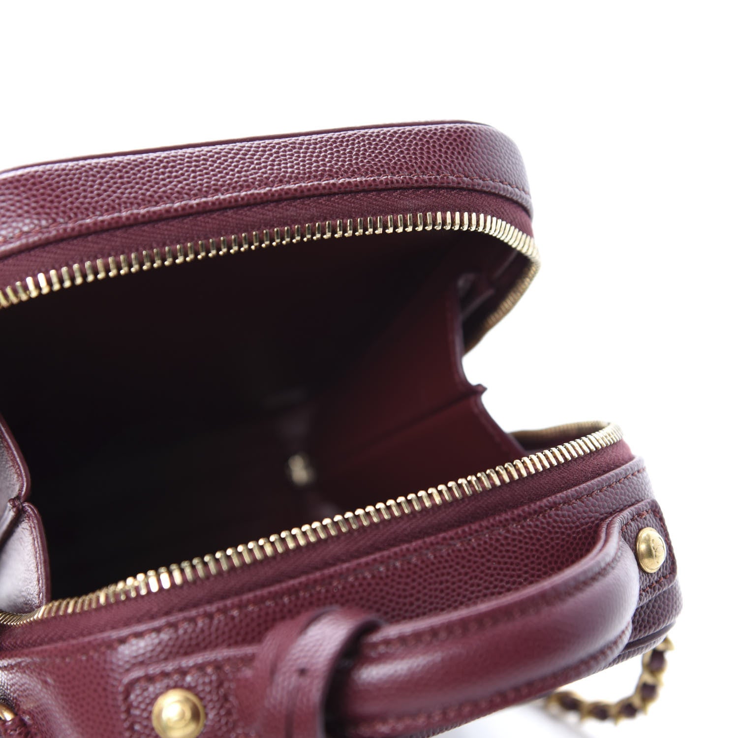 Chanel Caviar Quilted CC North South Filigree Vanity Case Burgundy 5 of 10