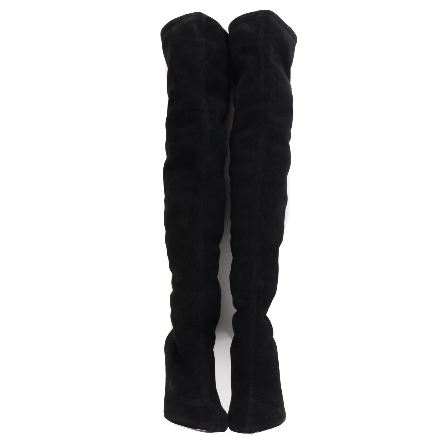 Louis Vuitton Suede Goatskin Alliance Thigh Boots 38.5 Black 3 of 10