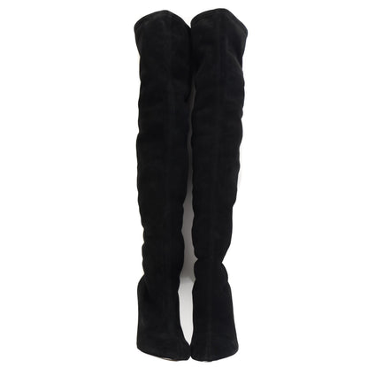 Louis Vuitton Suede Goatskin Alliance Thigh Boots 38.5 Black 3 of 10