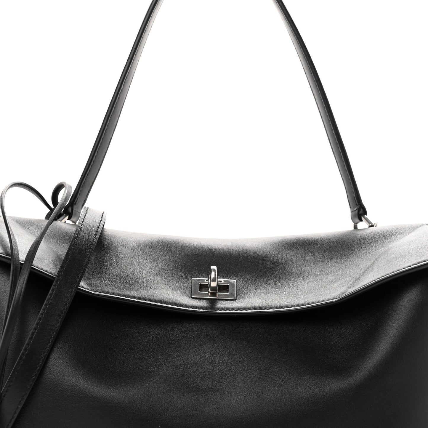 Natural Smooth Calfskin Medium Rodeo Top Handle Handbag Black Black