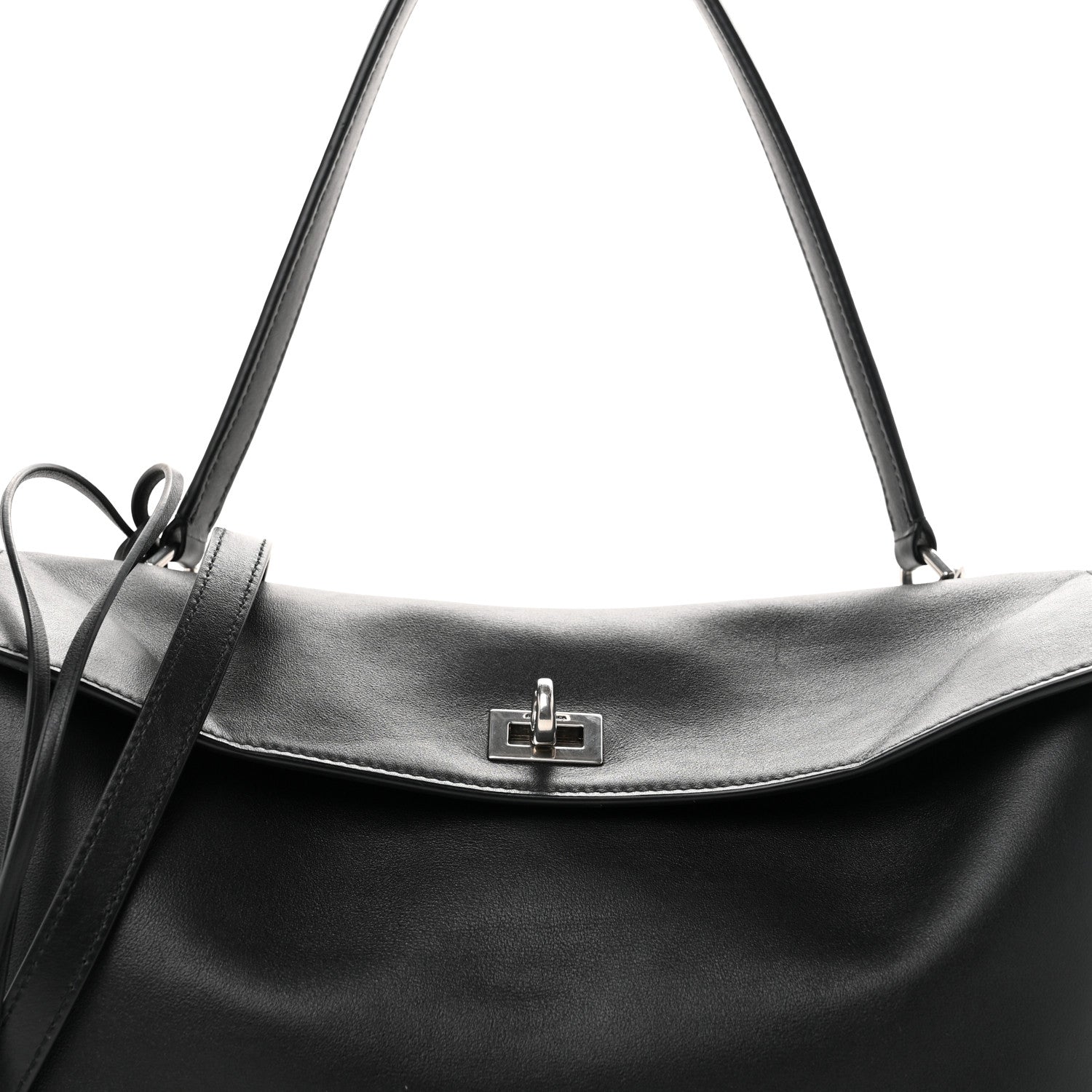 Balenciaga Natural Smooth Calfskin Medium Rodeo Top Handle Handbag Black Black 7 of 9