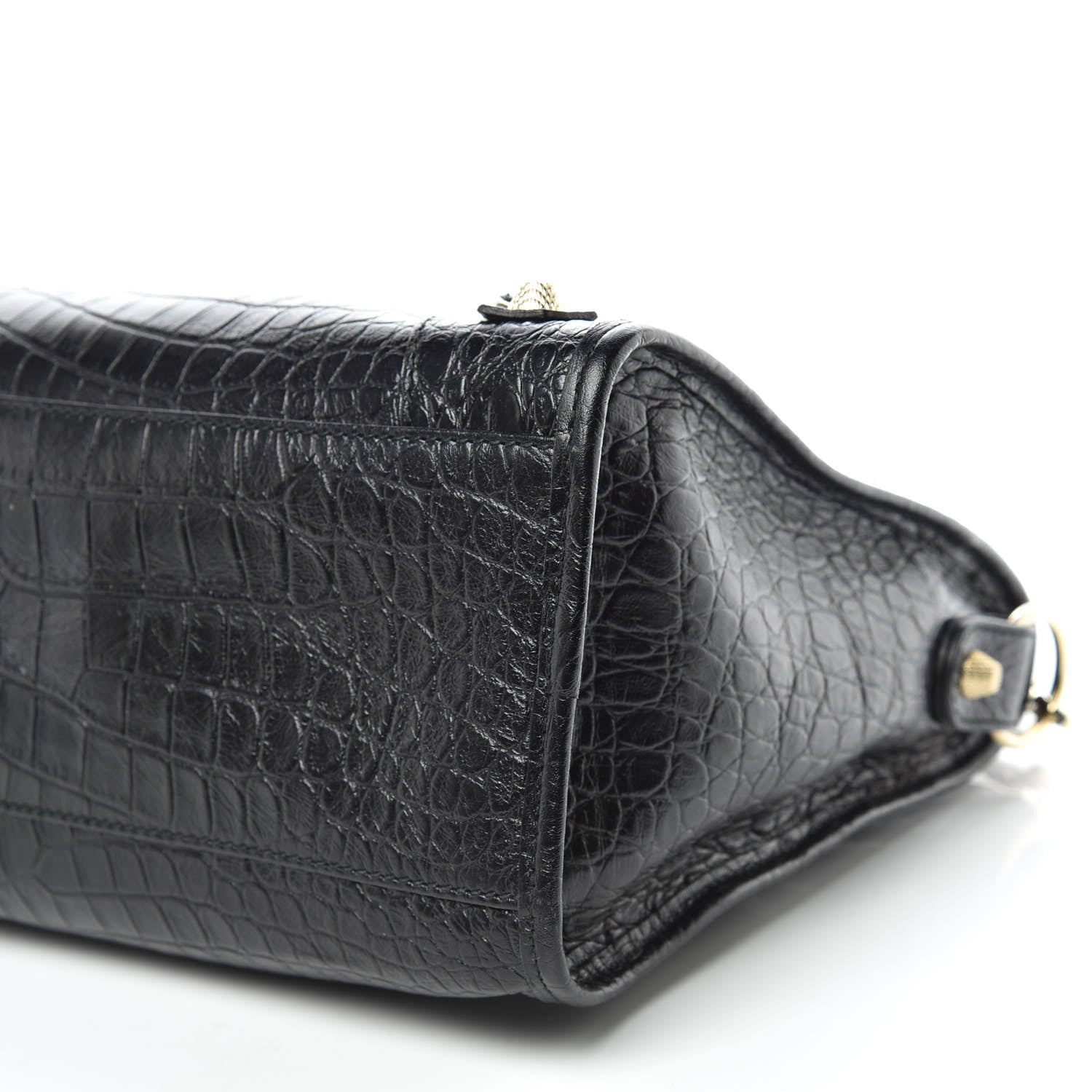 Balenciaga Calfskin Crocodile Embossed Giant 12 Gold Hardware City Black 6 of 10