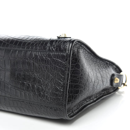Balenciaga Calfskin Crocodile Embossed Giant 12 Gold Hardware City Black 6 of 10