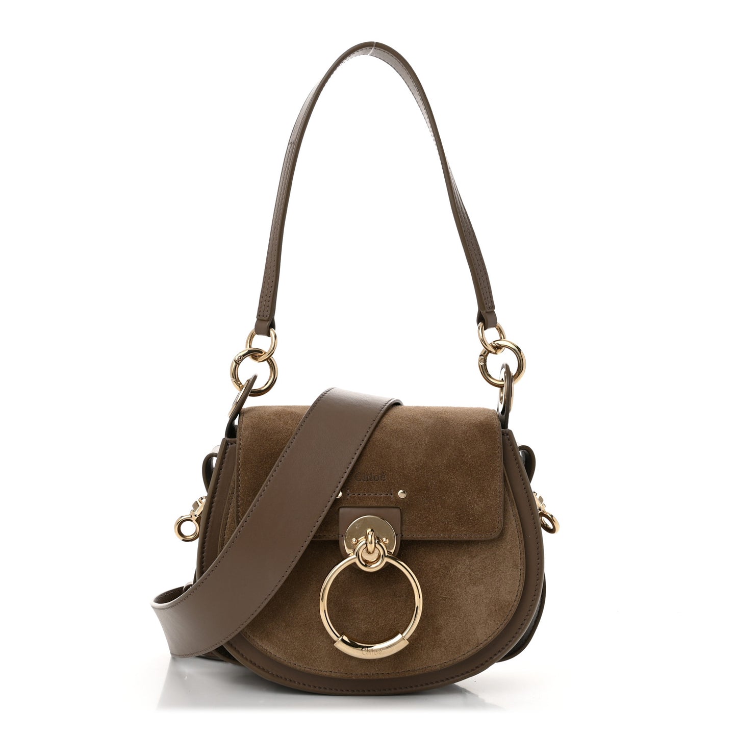 Calfskin Suede Small Tess Bag Army Green