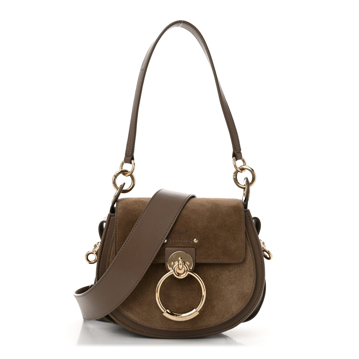 Chloe Calfskin Suede Small Tess Bag Army Green 1 of 13