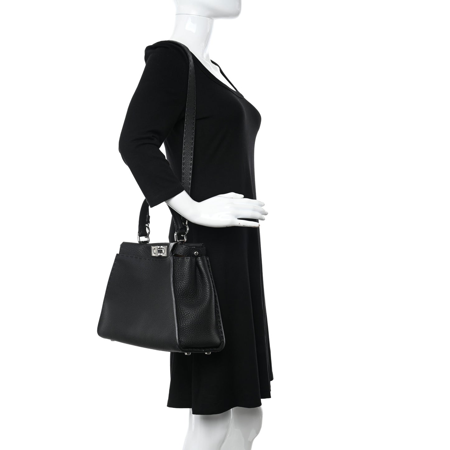 Cuoio Romano Selleria Bi-Color Medium Peekaboo Iconic Satchel Black Mou
