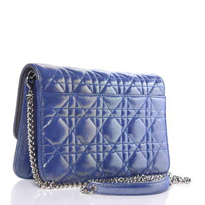 Christian Dior Metallic Calfskin Cannage Miss Dior Promenade Pouch Blue 3 of 10