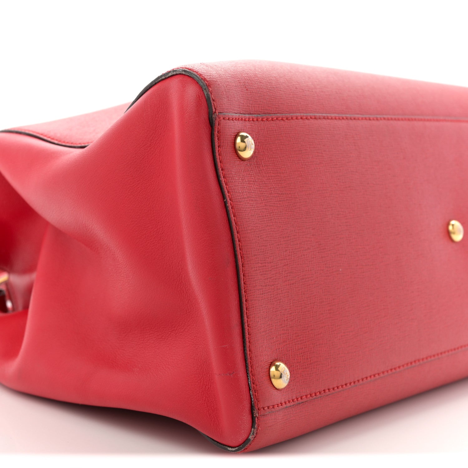 Fendi Vitello Elite Flamingo Regular 2Jours Tote Rosso Fiamma 9 of 16