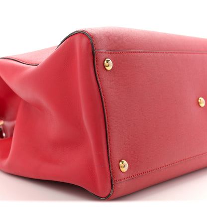 Fendi Vitello Elite Flamingo Regular 2Jours Tote Rosso Fiamma 9 of 16