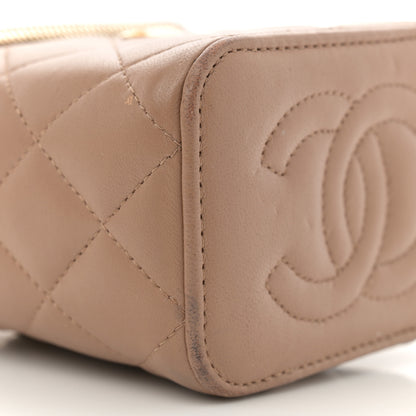 Chanel Lambskin Quilted Top Handle Mini Vanity Case With Chain Beige 9 of 14