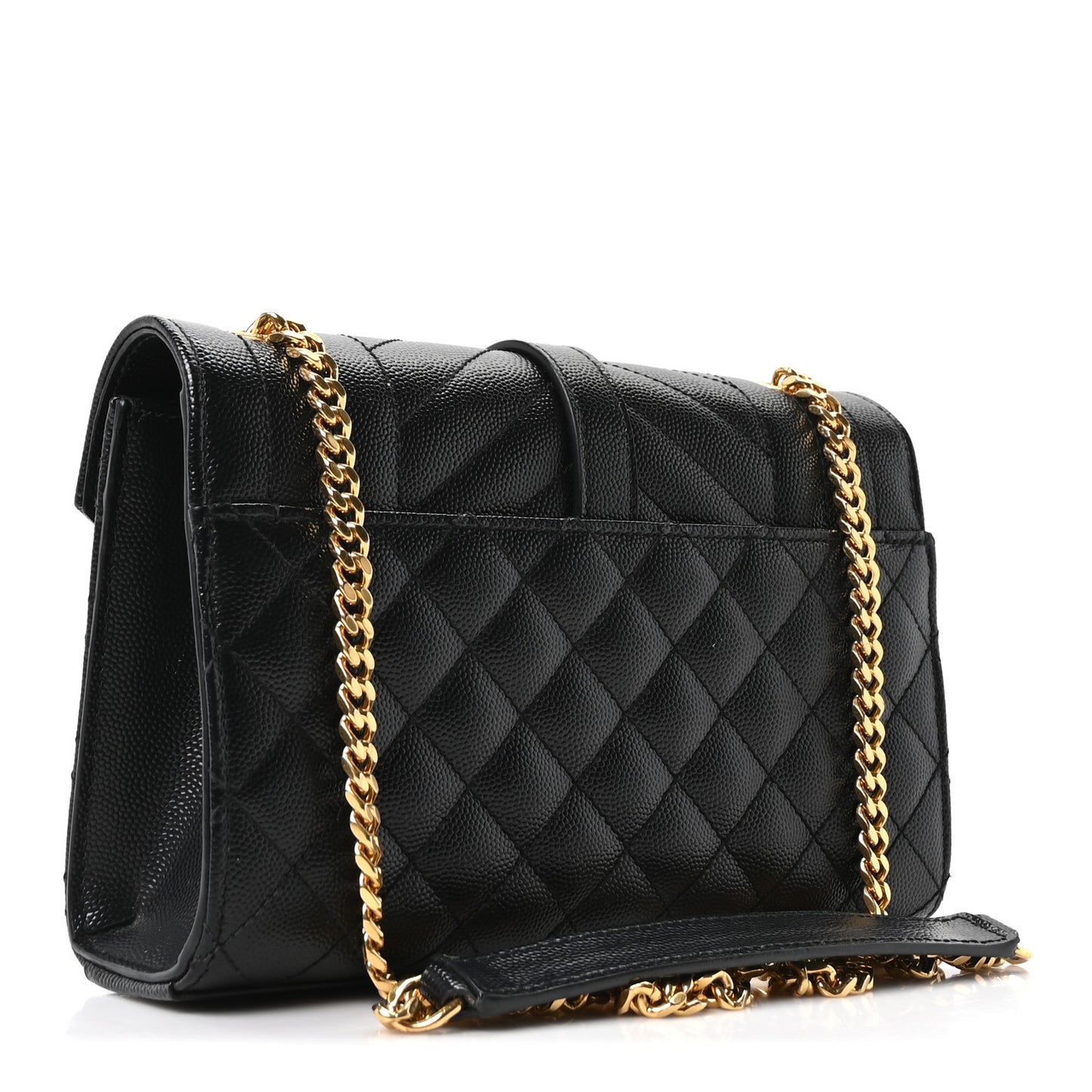 Grain De Poudre Textured Mixed Matelasse Triquilt Small Monogram Satchel Black