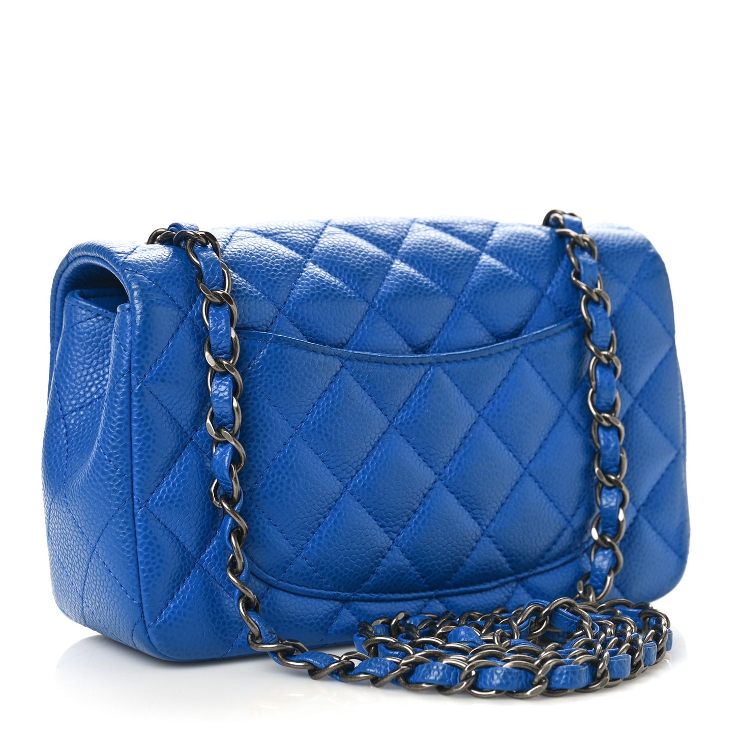 Caviar Quilted Mini Rectangular Flap Blue