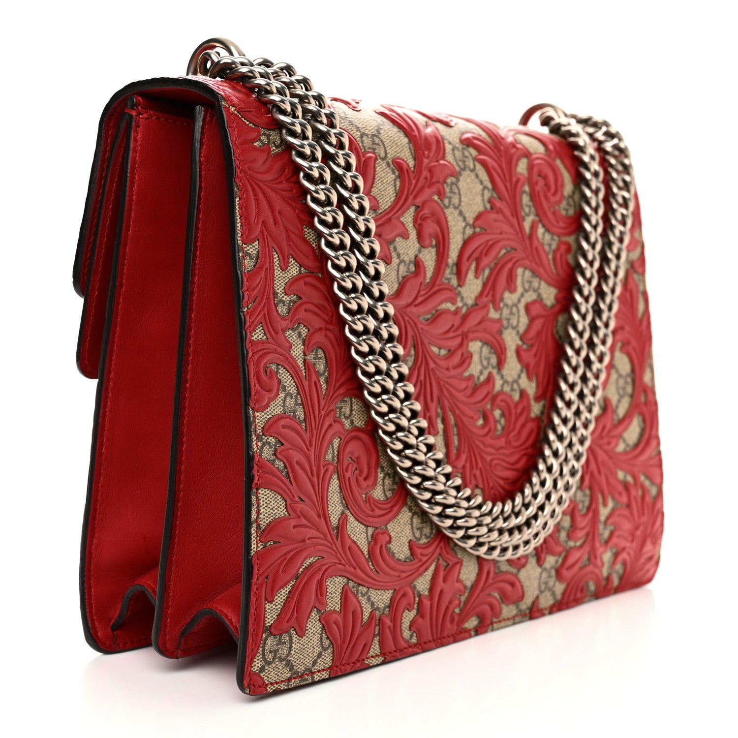Gucci GG Supreme Monogram Arabesque Medium Dionysus Shoulder Bag Hibiscus Red 3 of 17