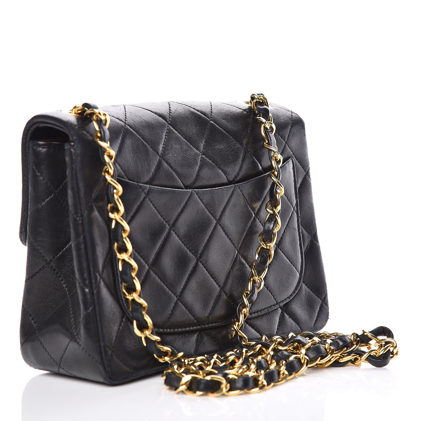 Lambskin Quilted Mini Square Flap Black