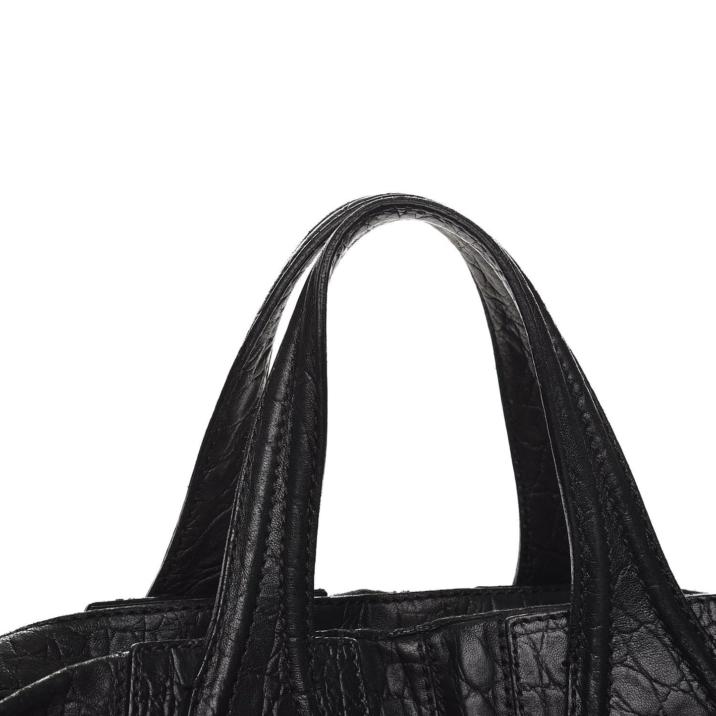 Calfskin Crocodile Embossed Large Nightingale Black