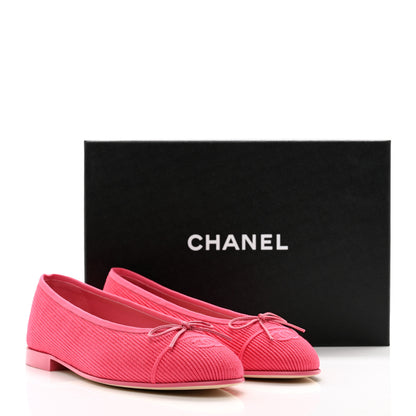Chanel Embroidered Fabric Cap Toe CC Ballerina Flats 41 Dark Pink 9 of 9