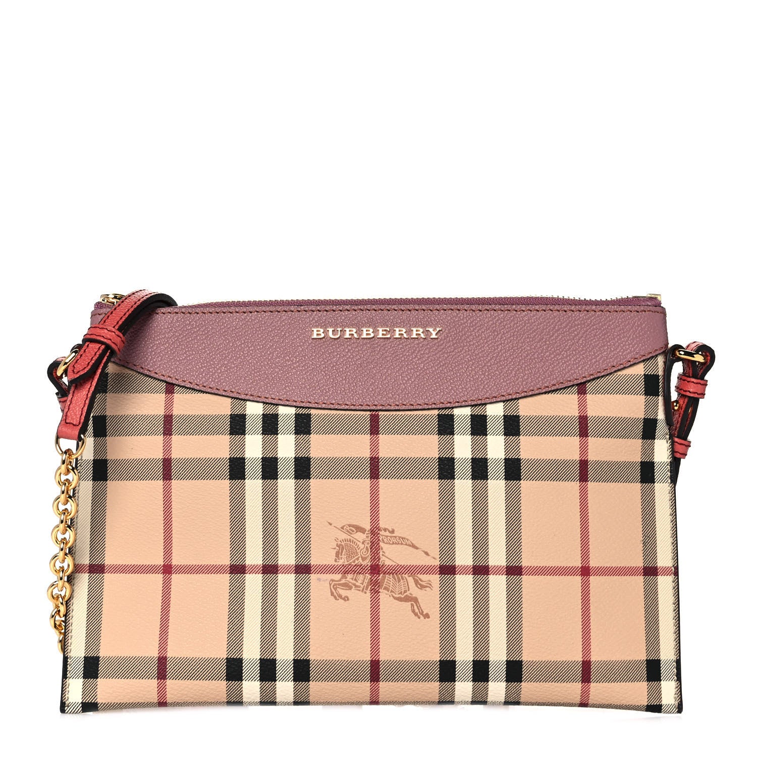 Burberry Haymarket Check Peyton Crossbody Clutch Bag Dusty Pink 1 of 9
