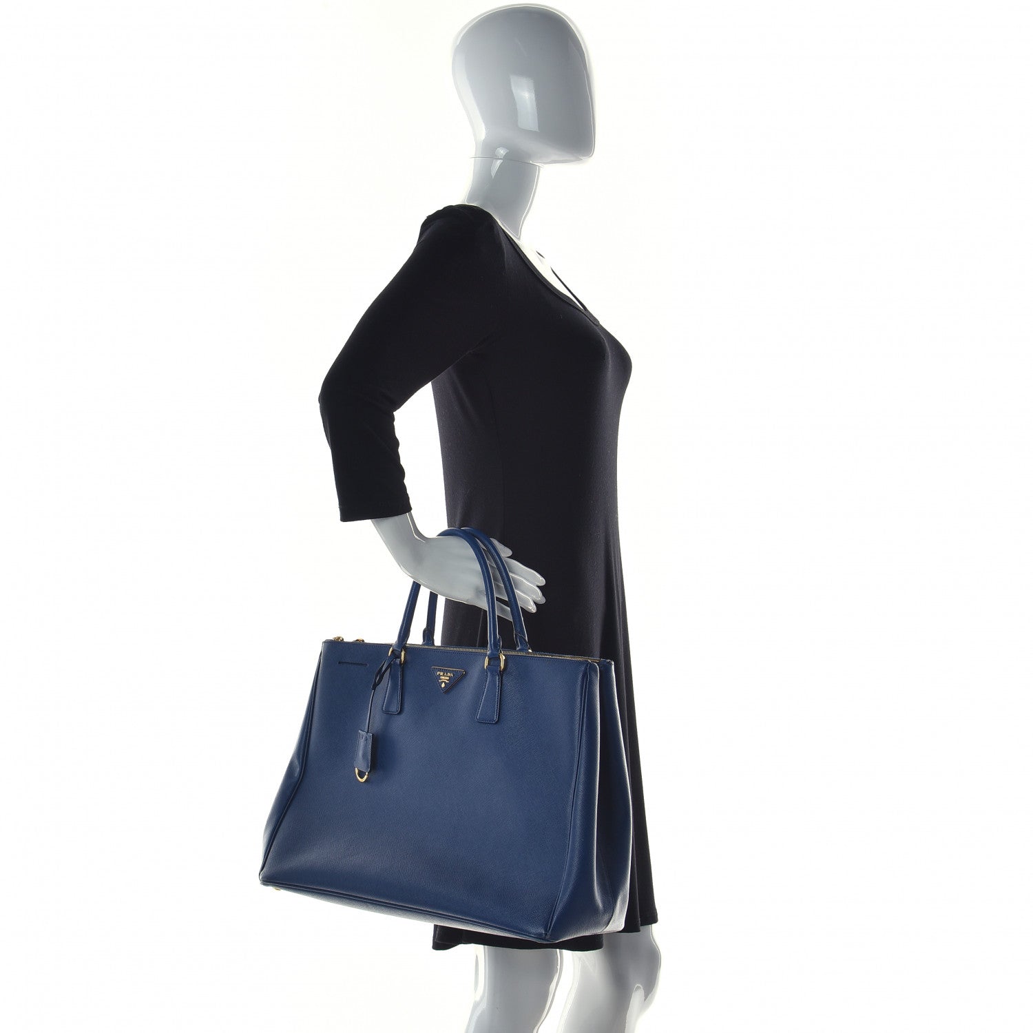 Prada Saffiano Lux Extra Large Galleria Double Zip Tote Bluette 3 of 15