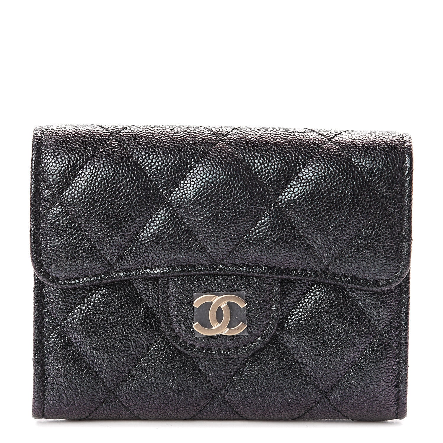 Chanel Iridescent Caviar Quilted Flap Card Holder Wallet Black 1 of 8