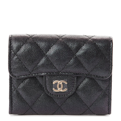Chanel Iridescent Caviar Quilted Flap Card Holder Wallet Black 1 of 8