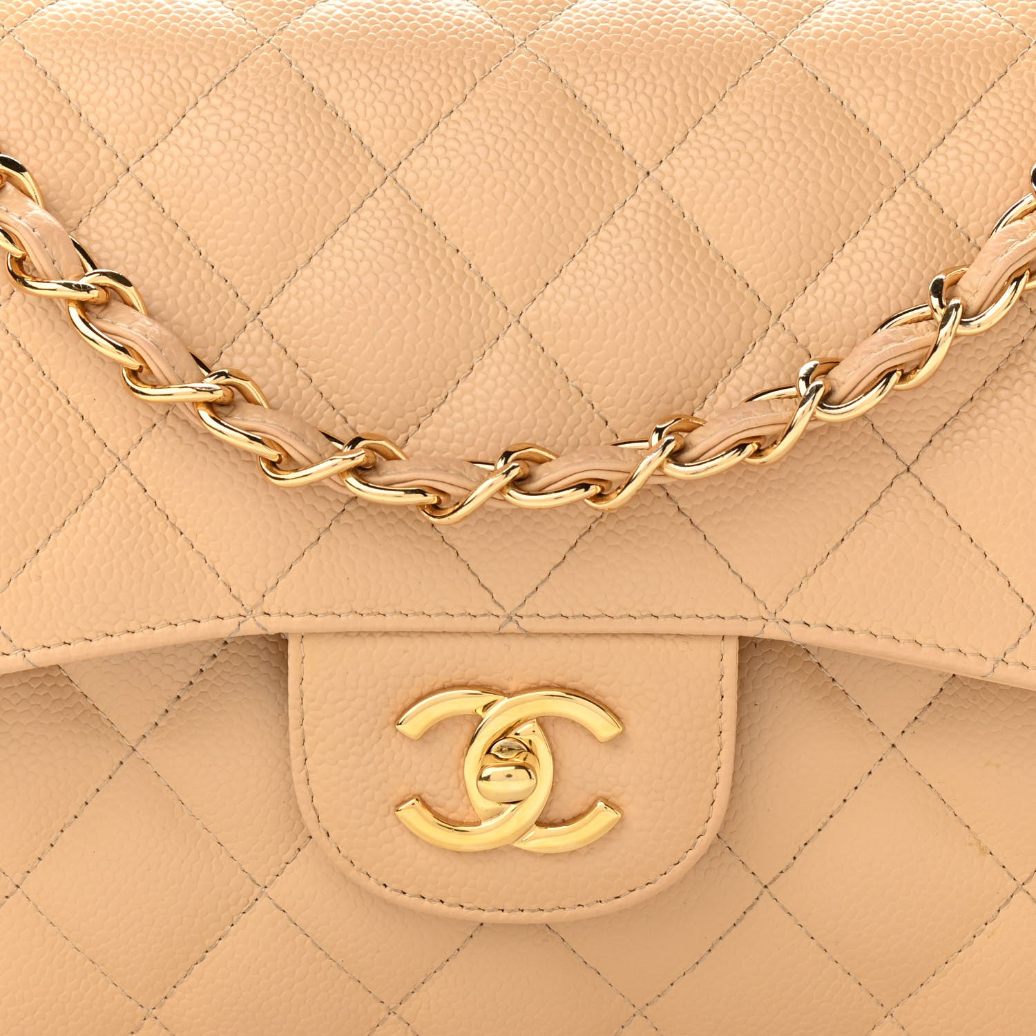Chanel Caviar Quilted Jumbo Double Flap Beige Clair 8 of 13