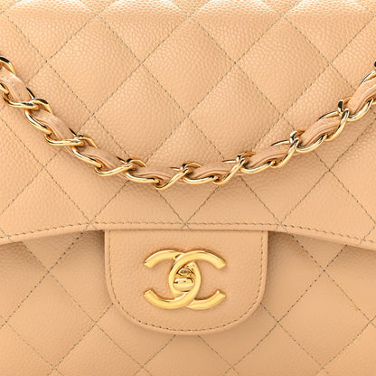 Chanel Caviar Quilted Jumbo Double Flap Beige Clair 8 of 13