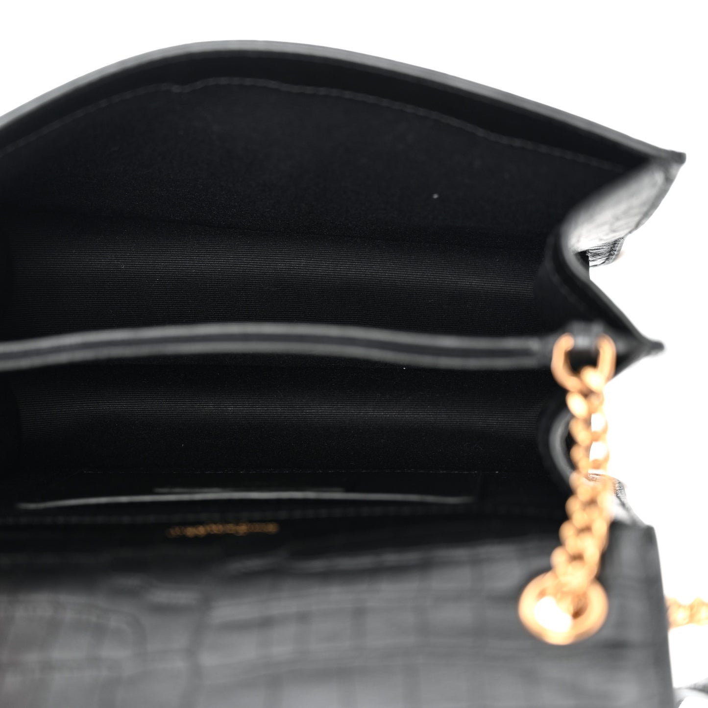 Calfskin Crocodile Embossed Monogram Small Sunset Black