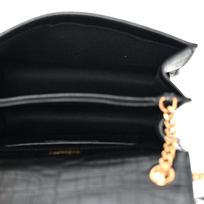 Saint Laurent Calfskin Crocodile Embossed Monogram Small Sunset Black 5 of 11