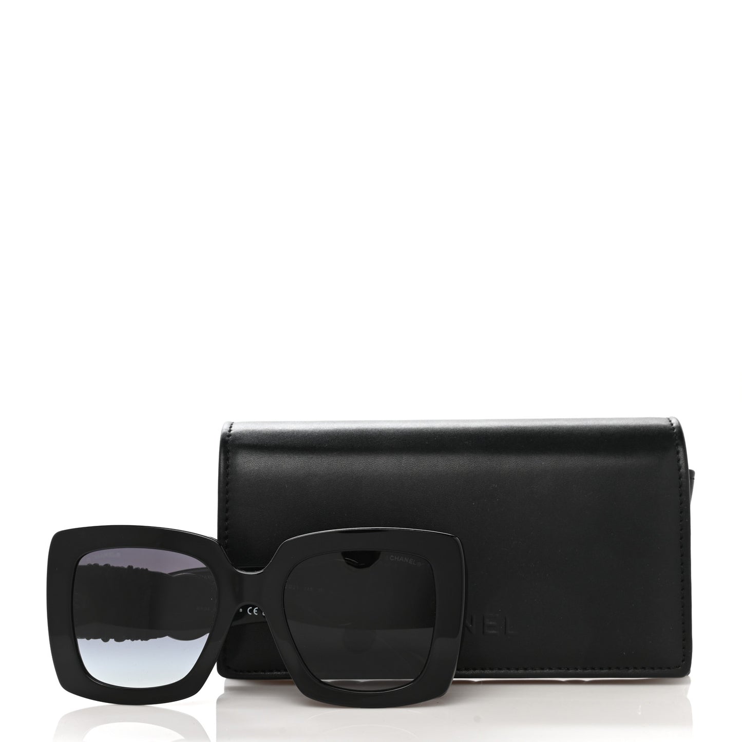 Acetate Calfskin Square Sunglasses 5474-Q-A Black