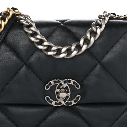 Chanel Shiny Goatskin Quilted Medium Chanel 19 Flap Black 8 of 10