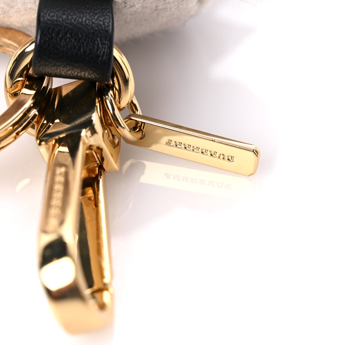 Cashmere Calfskin Thomas Bow Tie Teddy Bear Keychain Charm Archive Beige