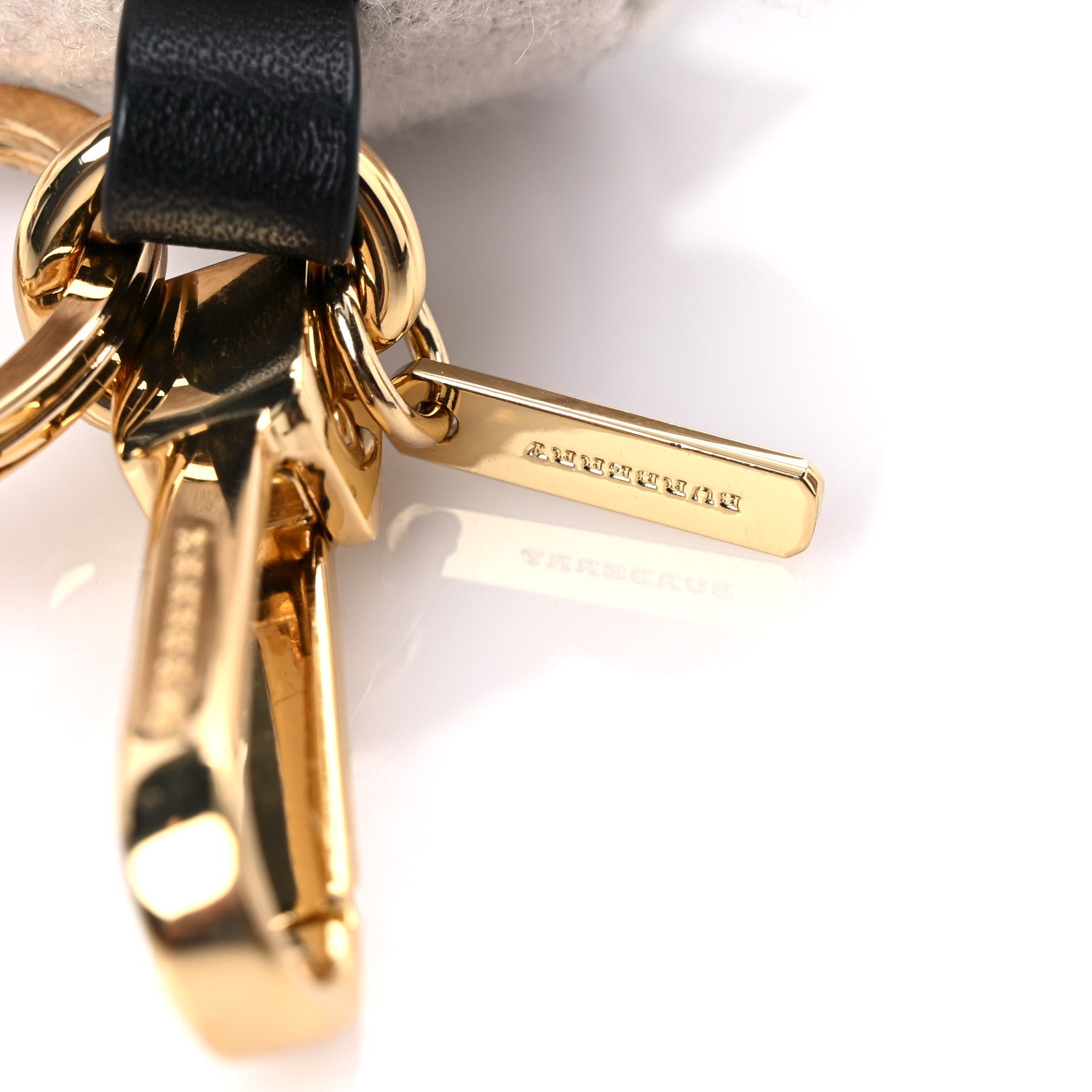 Burberry Cashmere Calfskin Thomas Bow Tie Teddy Bear Keychain Charm Archive Beige 3 of 4