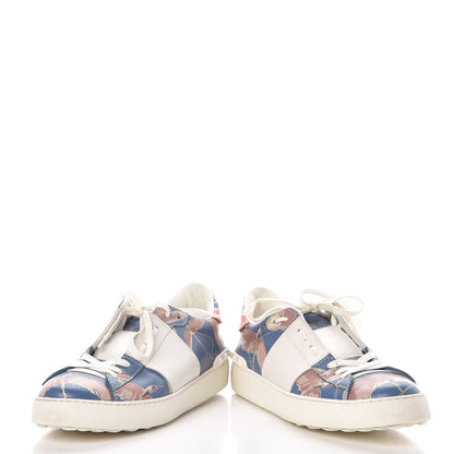 Valentino Garavani Calfskin Japanese Bird Print Rockstud Open Sneakers 39 6 of 16