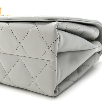 Chanel Calfskin Quilted Enamel Chain Flap Grey 10 of 11
