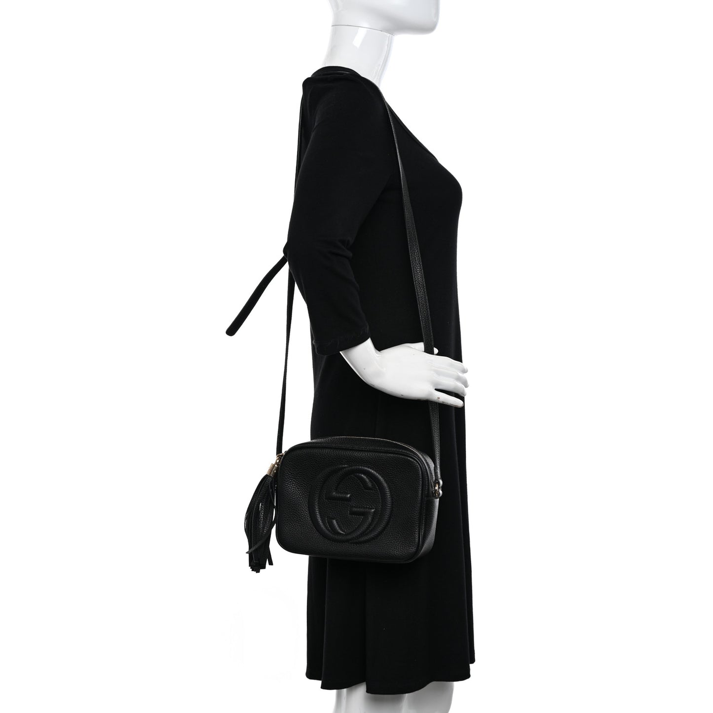 Pebbled Calfskin Small Soho Disco Bag Black