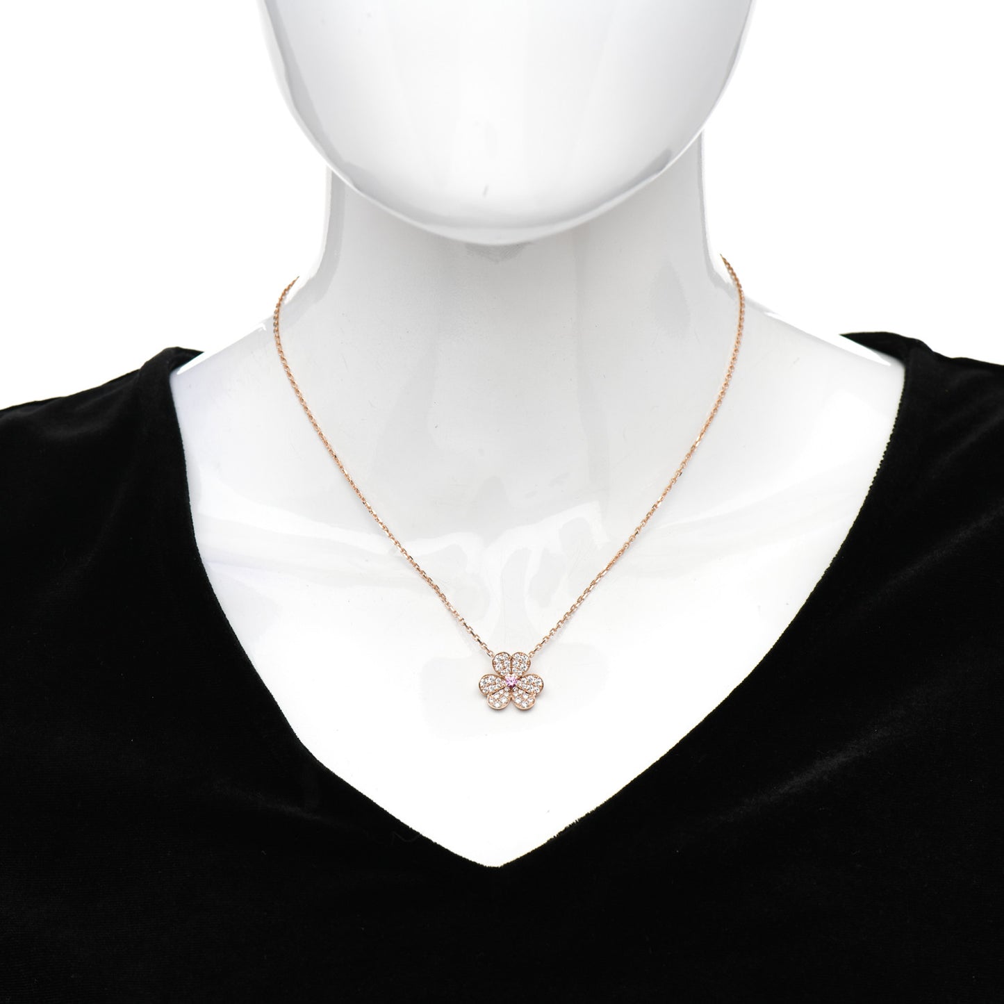 18K Rose Gold Diamond Pink Sapphire Small Frivole Pendant Necklace