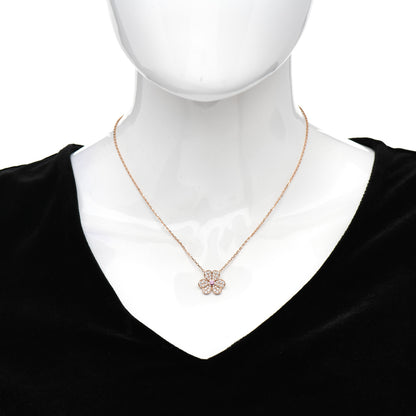Van Cleef & Arpels 18K Rose Gold Diamond Pink Sapphire Small Frivole Pendant Necklace 2 of 5
