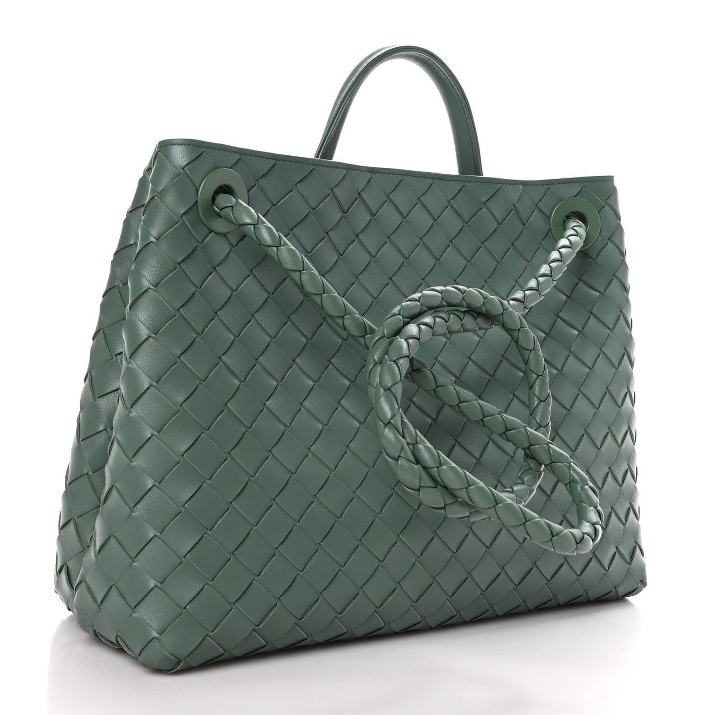 Nappa Intrecciato Medium Andiamo Shoulder Bag Aloe