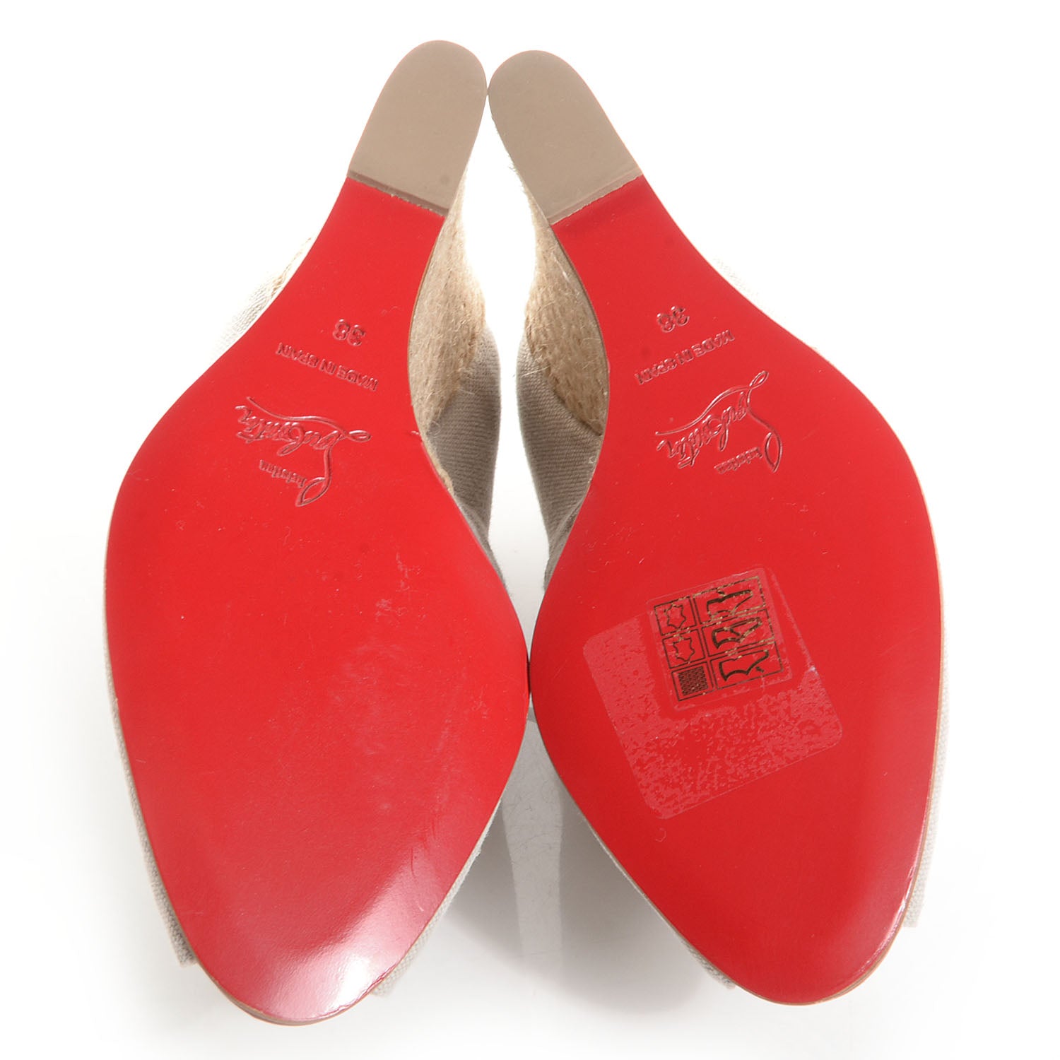 Christian Louboutin Canvas Corazon 100 Wedges 38 Natural 5 of 7