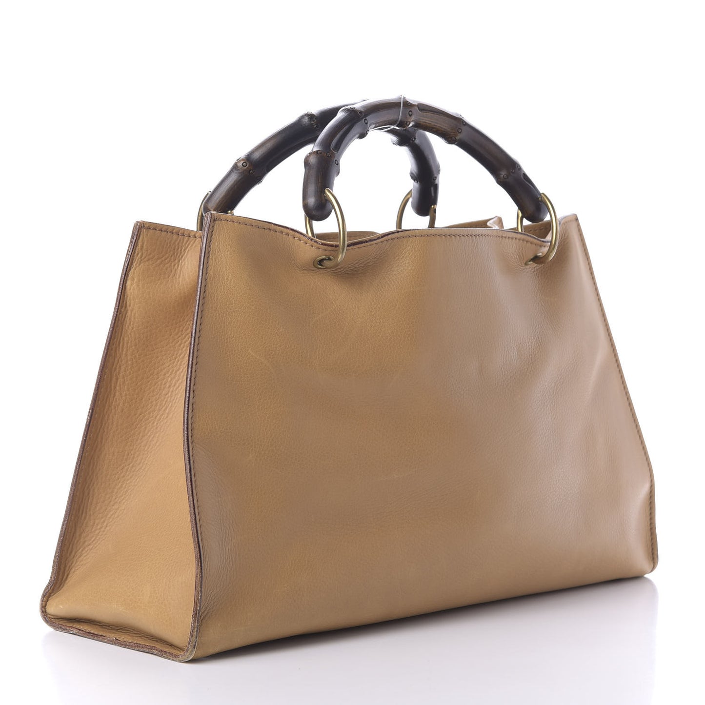 Calfskin Bamboo Handle Tote Tan