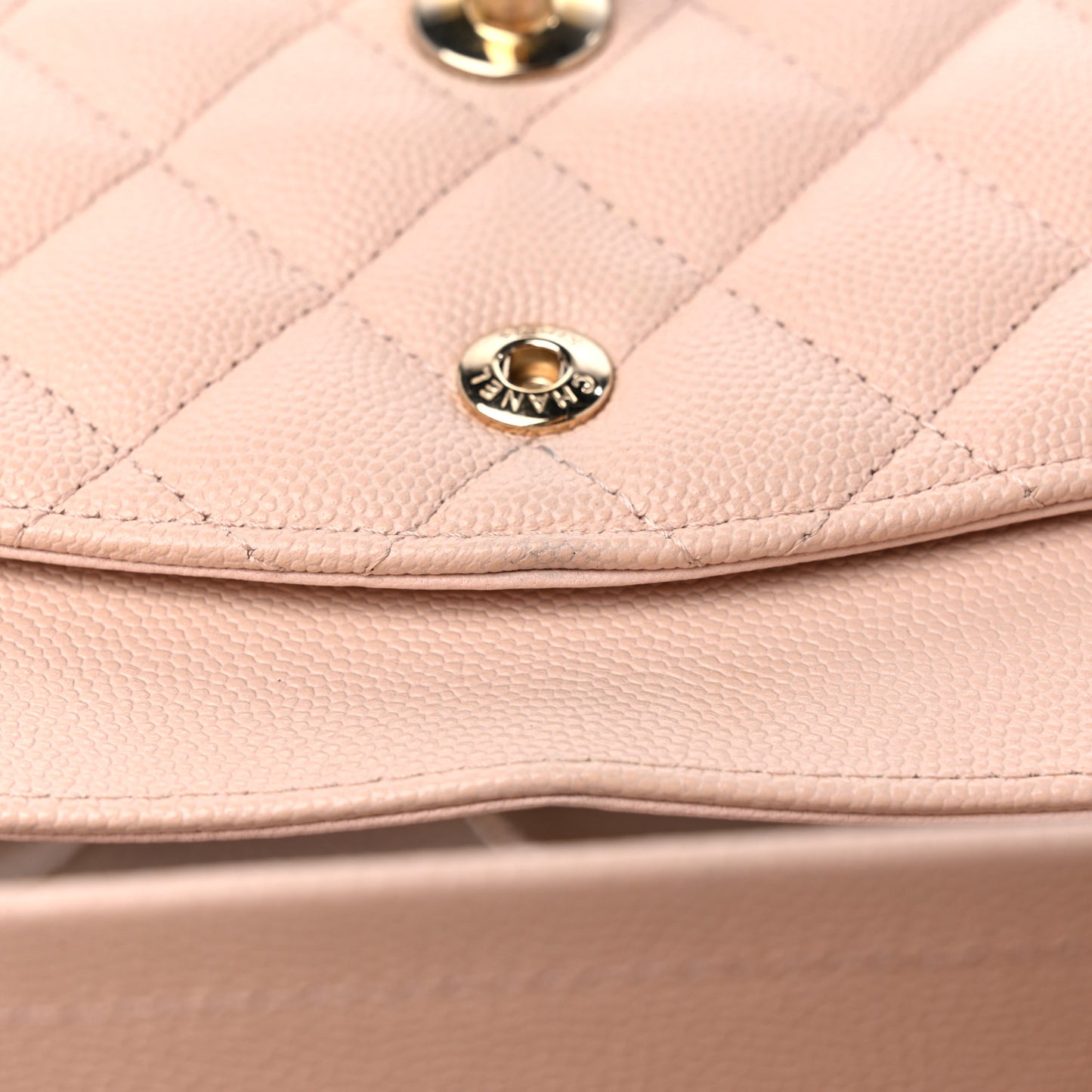 Caviar Quilted Medium Double Flap Light Beige