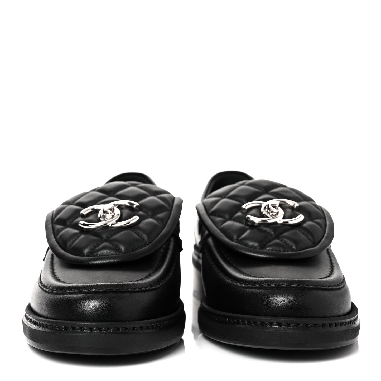 Lambskin Quilted CC Turnlock Loafers 37.5 Black