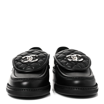Chanel Lambskin Quilted CC Turnlock Loafers 37.5 Black 2 of 10