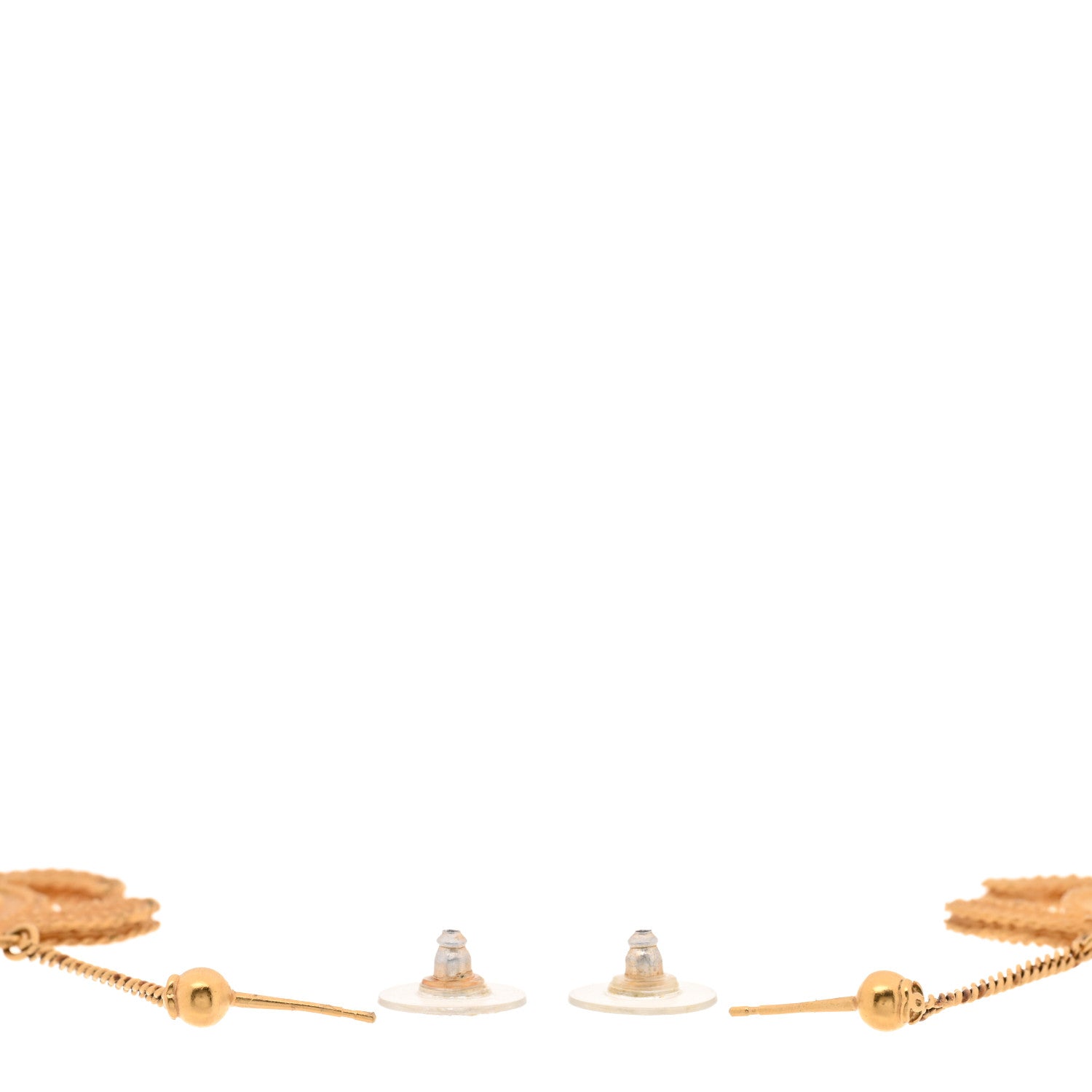 Chanel CC Drop Earrings Matte Gold 3 of 4